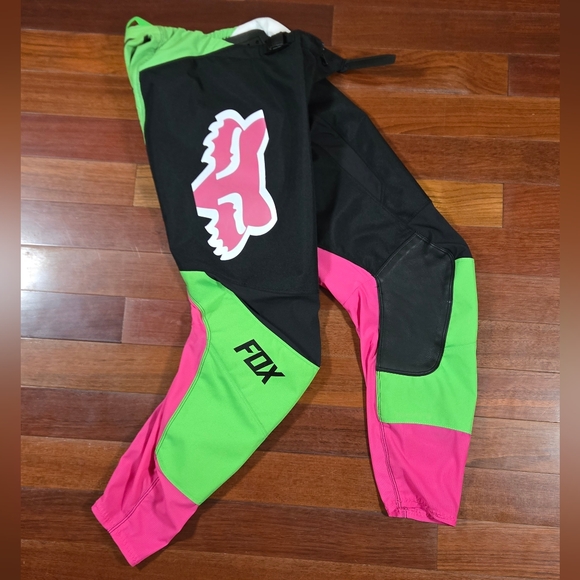 Fox 180 Kids Size 6 Motocross Pants - Black, Pink, and Green - Picture 1 of 11